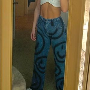 Spray painted boyfriend jeans